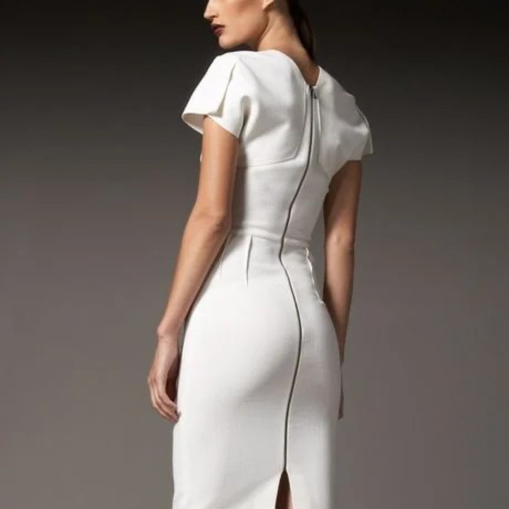 Roland Mouret White Midi Sheath Dress
